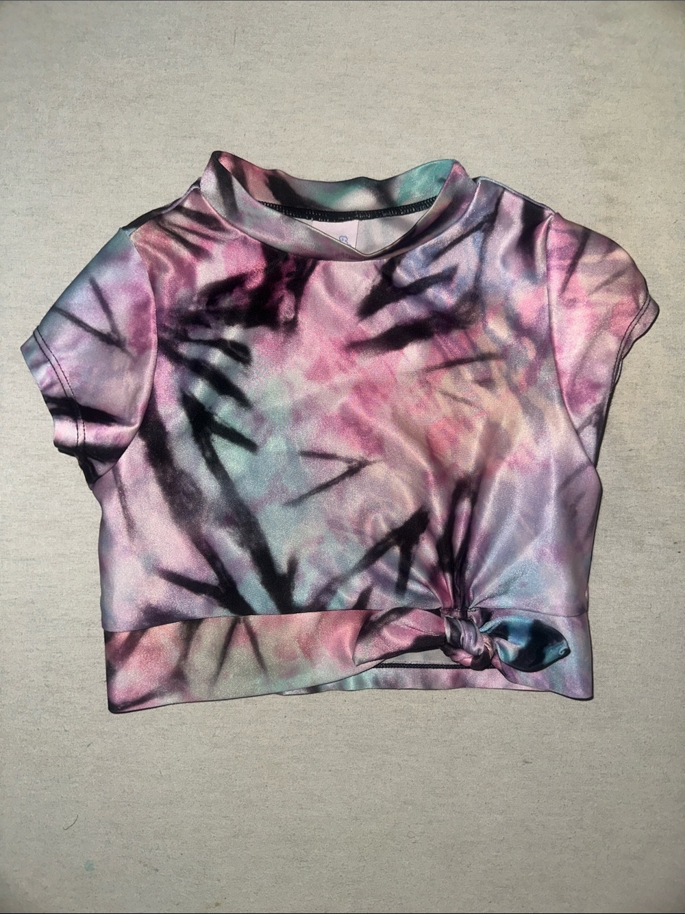 Kids Size 4/5 Tie-Dye Pastel Crop Top with Side Knot -
